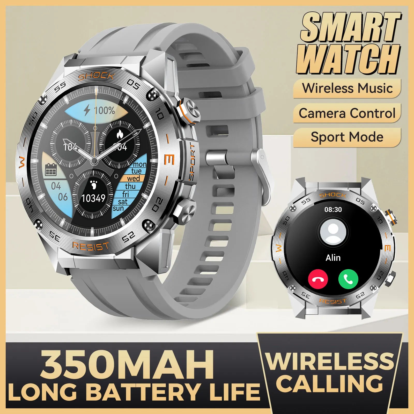 Device+ Military Tactical Smartwatch - 1.46" Fitness Tracker with Multiple Sports Modes Heart Rate SpO2