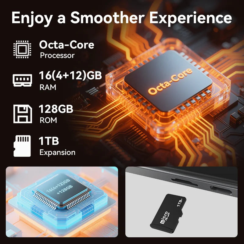 Device+ 11-inch Android Tablet 16GB RAM 128GB ROM Octa-Core T606 8000mAh Type-C Widevine L1 Dual Camera WiFi Capacitive Touch Screen