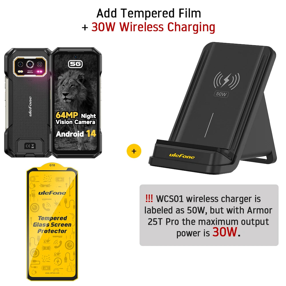 Armor 27 Pro 5G Rugged Smartphone - 10600mAh Battery 64MP Night Vision 24GB RAM Android 14