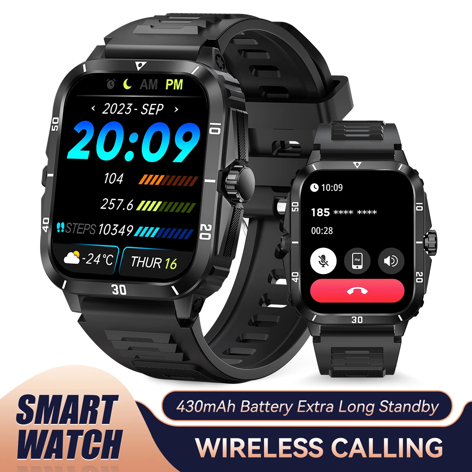 EIGIIS KT71 Military Smart Watch - 3ATM Waterproof with 100+ Sport Modes & Bluetooth Calling