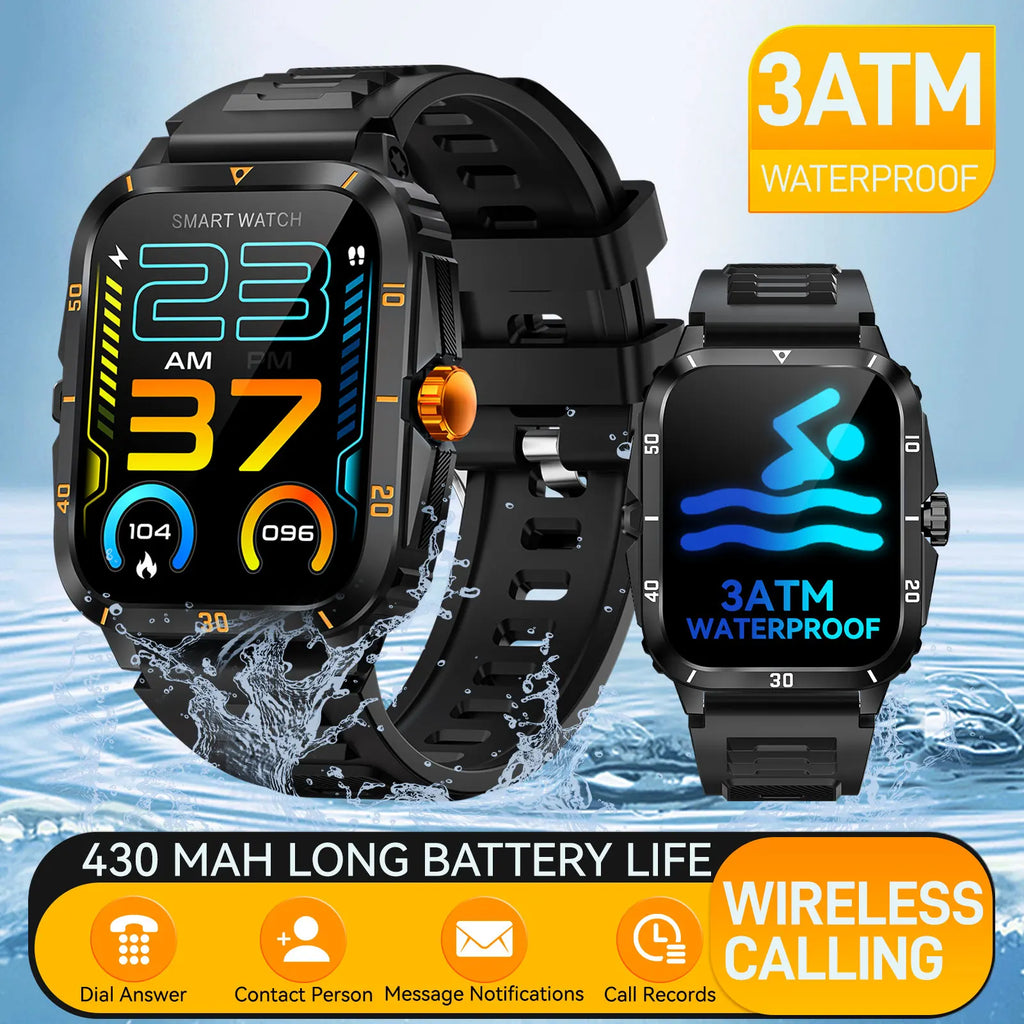 Device+ KT71 Military Grade Smart Watch - 3ATM Waterproof 100+ Sport Modes Blood Pressure Monitor