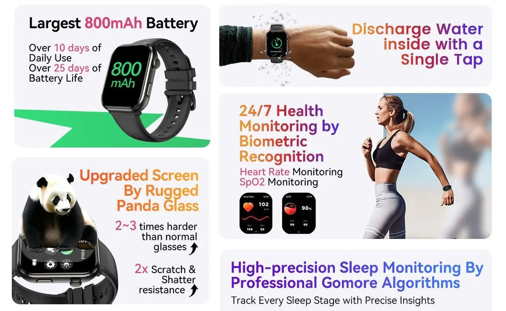 Blackview R60 Smartwatch - 1.96" AMOLED 800mAh Battery Bluetooth Calling Health Fitness Tracker