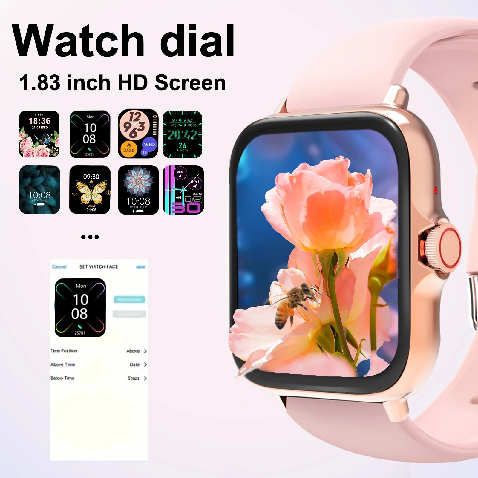 Device+ Ultra-Thin Smartwatch with Call Function Message Notifications Compatible with Android iPhone Neutral Gift Smart Watch