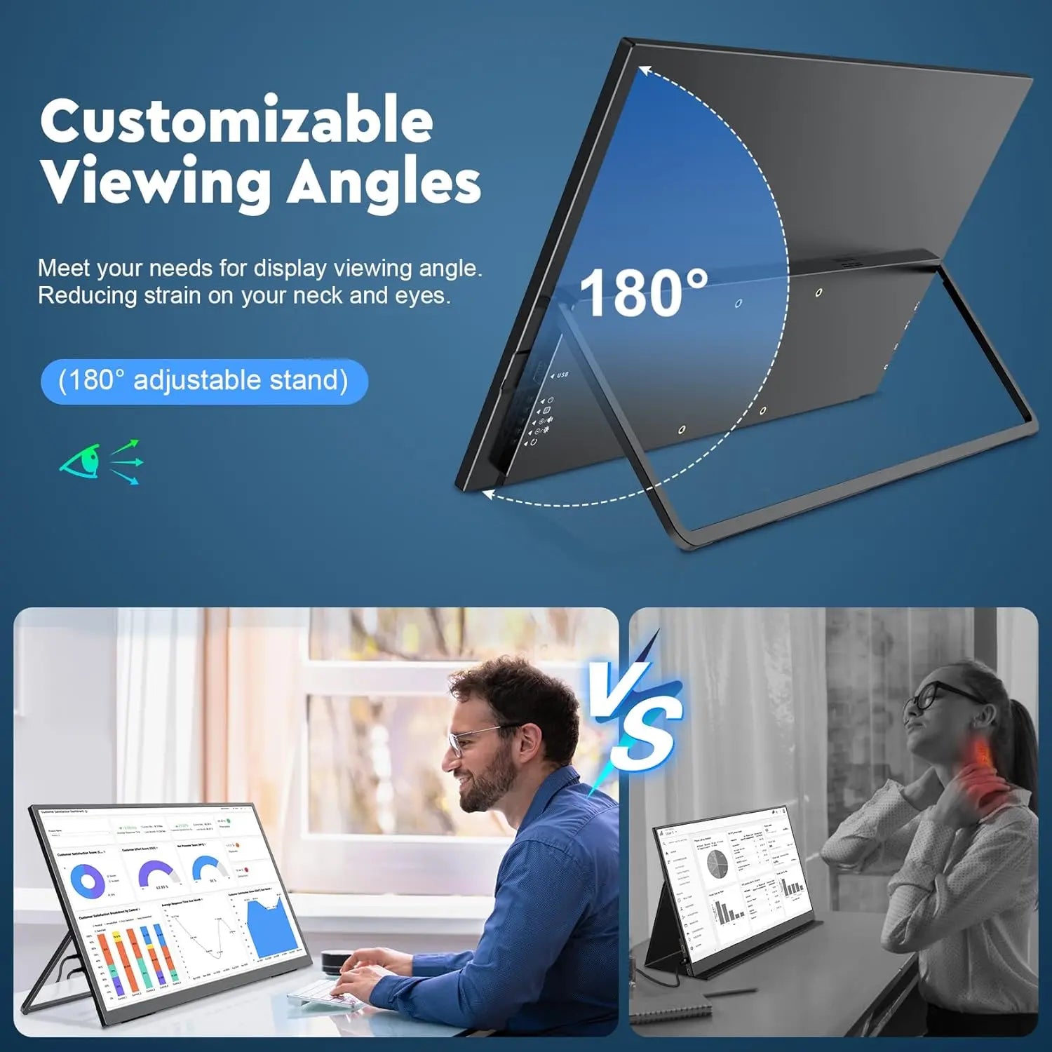 Device+ 21.5" Portable Gaming Monitor - 120Hz HDMI Type-C with Speakers for MacBook Steam Deck