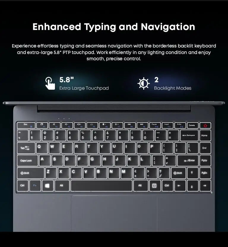 CoreBook X 14.1'' 2K Gaming Laptop AMD R5-7430U 16GB DDR4 RAM 512GB SSD Windows 11 Wifi6 up to 8h Battery Life