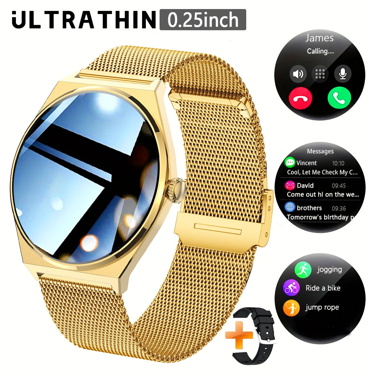 Device+ Ultra Thin Smartwatch 1.43" AMOLED HD Display for Men Women Call Reminder Step Tracker Heart Rate Monitor Android Compatible