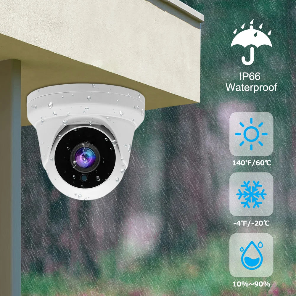 Device+ 4MP PoE IP Turret Camera Outdoor Indoor Night Vision Waterproof 108° Wide Angle with Microphone Security Camera