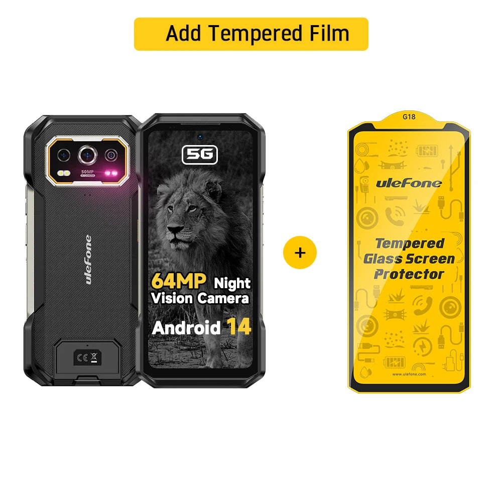 Armor 27 Pro 5G Rugged Smartphone - 10600mAh Battery 64MP Night Vision 24GB RAM Android 14