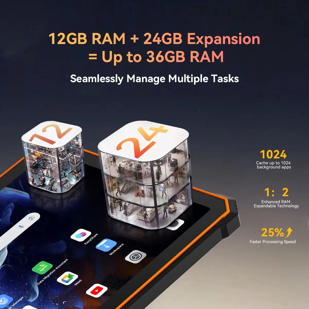 Device+ Active 10 Pro Rugged Tablets 11" FHD+ Display MTK 7300 30000mAh Battery 108MP Camera, 12GB 512GB, 5G Tablet Android 14