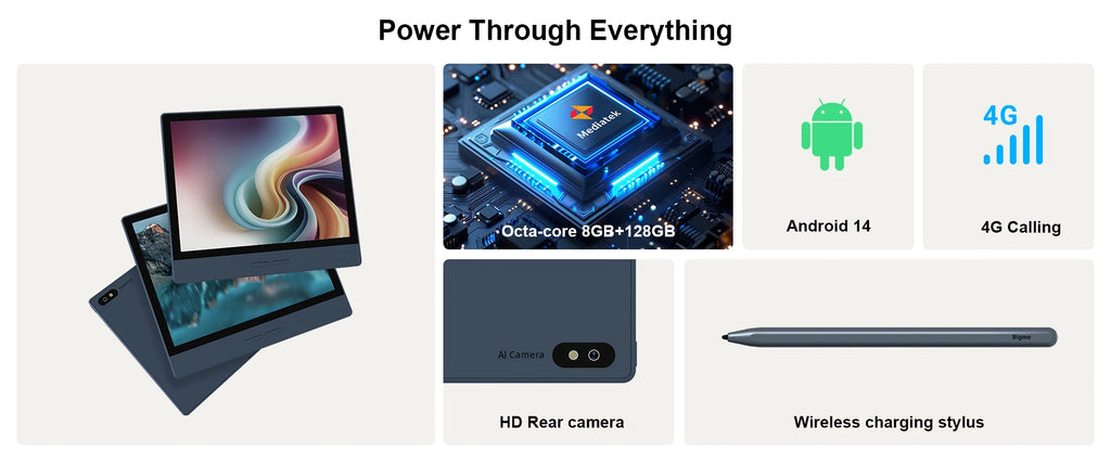 Device+ B7 E-Ink E-Reader 7'' Android 14 Tablet with 8+128GB Storage 5MP Rear Camera Handwritten Note Support WiFi Bluetooth