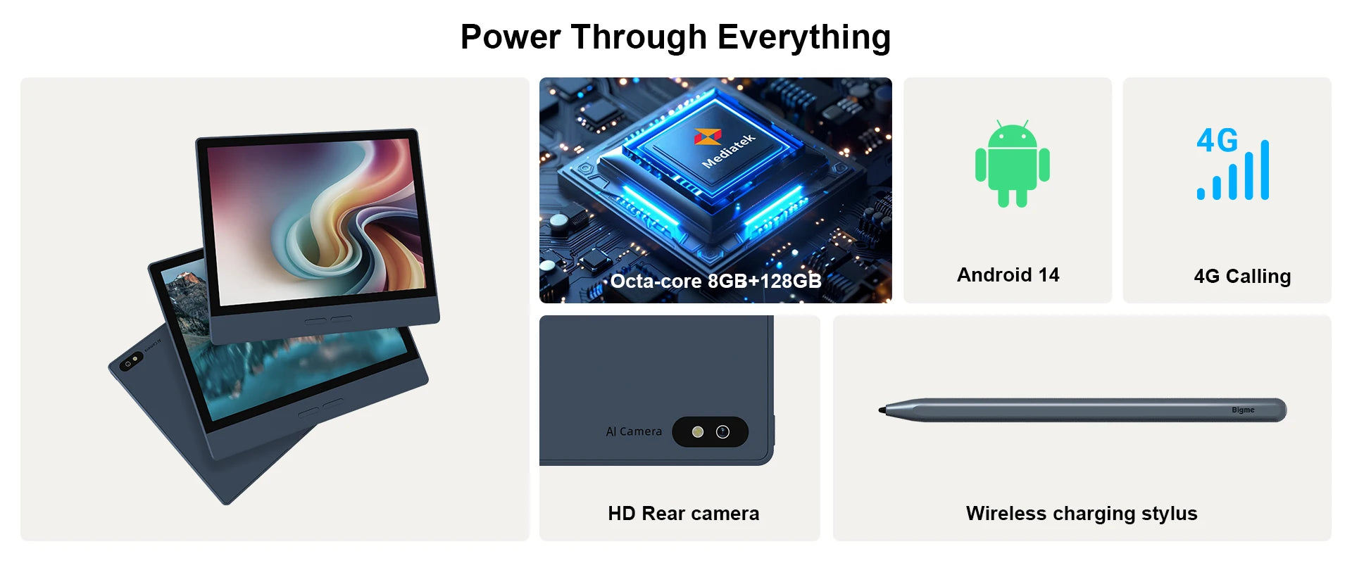 Device+ B7 E-Ink E-Reader 7'' Android 14 Tablet with 8+128GB Storage 5MP Rear Camera Handwritten Note Support WiFi Bluetooth