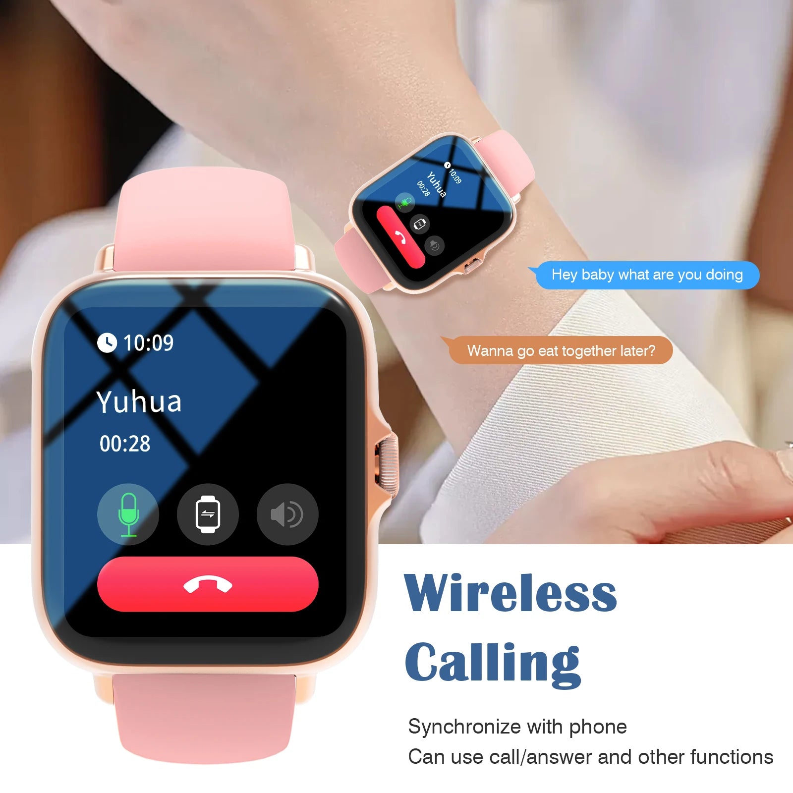 Device+ Ultra-Thin Smartwatch with Call Function Message Notifications Compatible with Android iPhone Neutral Gift Smart Watch