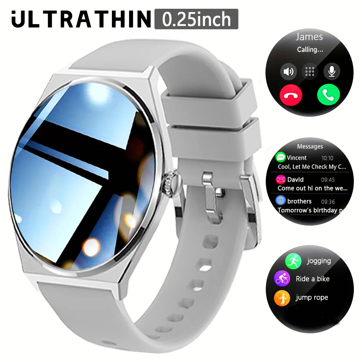 Device+ Ultra Thin Smartwatch 1.43" AMOLED HD Display for Men Women Call Reminder Step Tracker Heart Rate Monitor Android Compatible