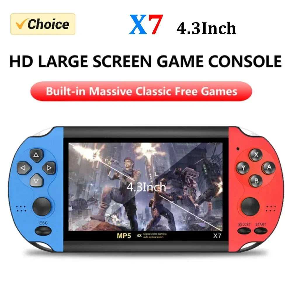 X7 Retro Handheld Game Console - 4.3" HD Screen with 10000 Built-in Arcade Games for On-the-Go Gaming