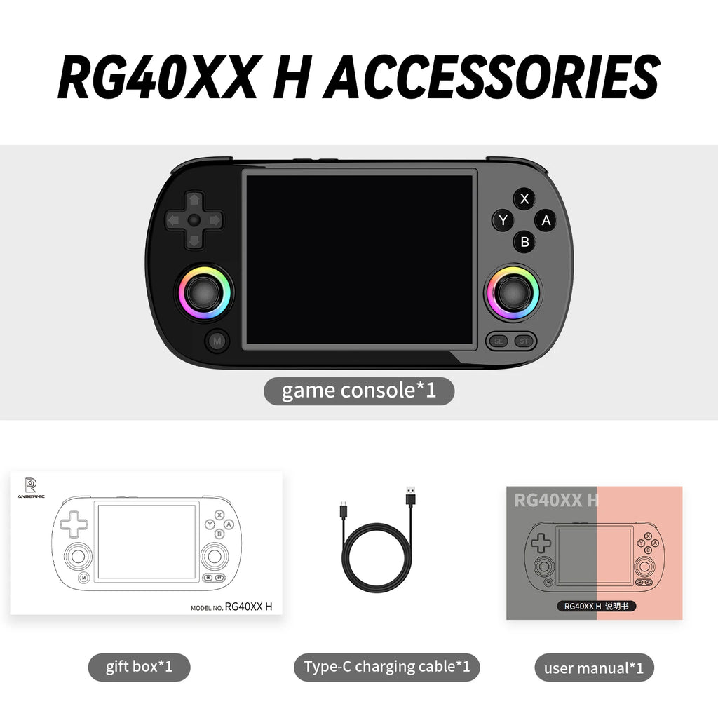 RG40XX H Retro Handheld Game Console - 4" Linux with RGB Lighting 5000+ Games WiFi Bluetooth