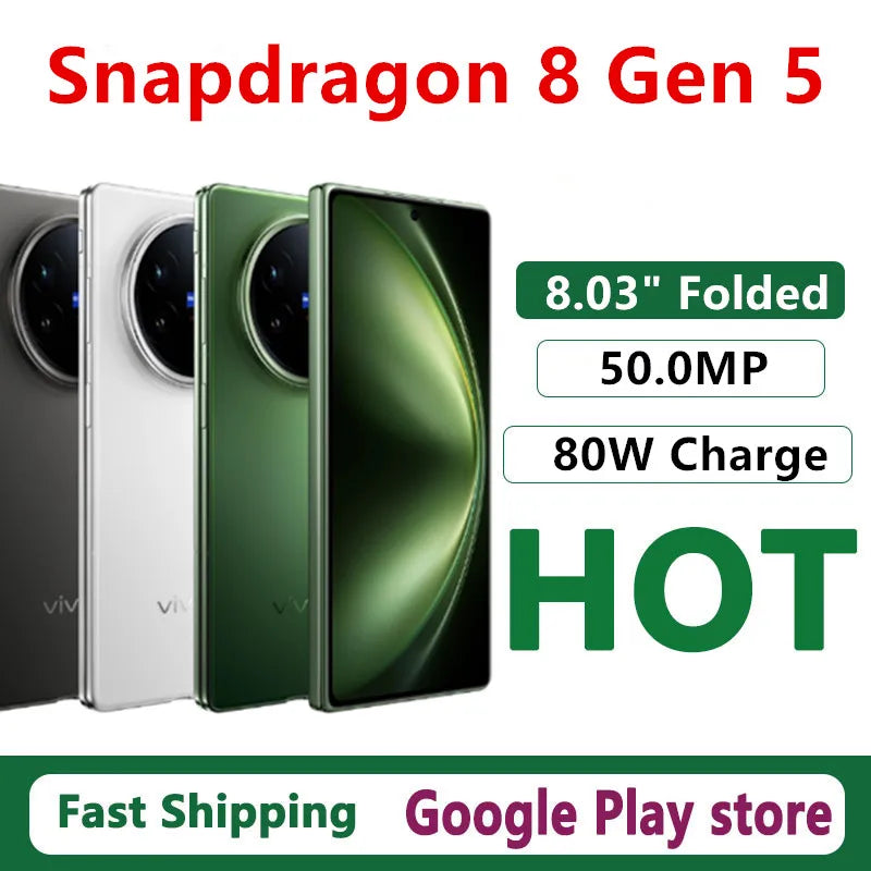 Vivo X Fold 5 Foldable Smartphone - 8.03" AMOLED 5G Snapdragon 8 Gen 3 80W Fast Charge