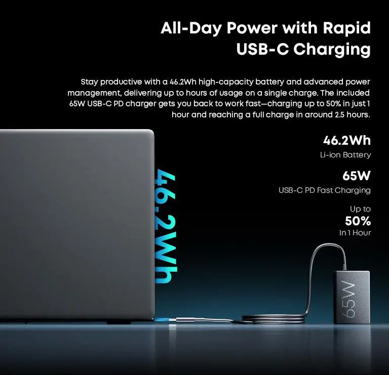 CoreBook X 14.1'' 2K Gaming Laptop AMD R5-7430U 16GB DDR4 RAM 512GB SSD Windows 11 Wifi6 up to 8h Battery Life