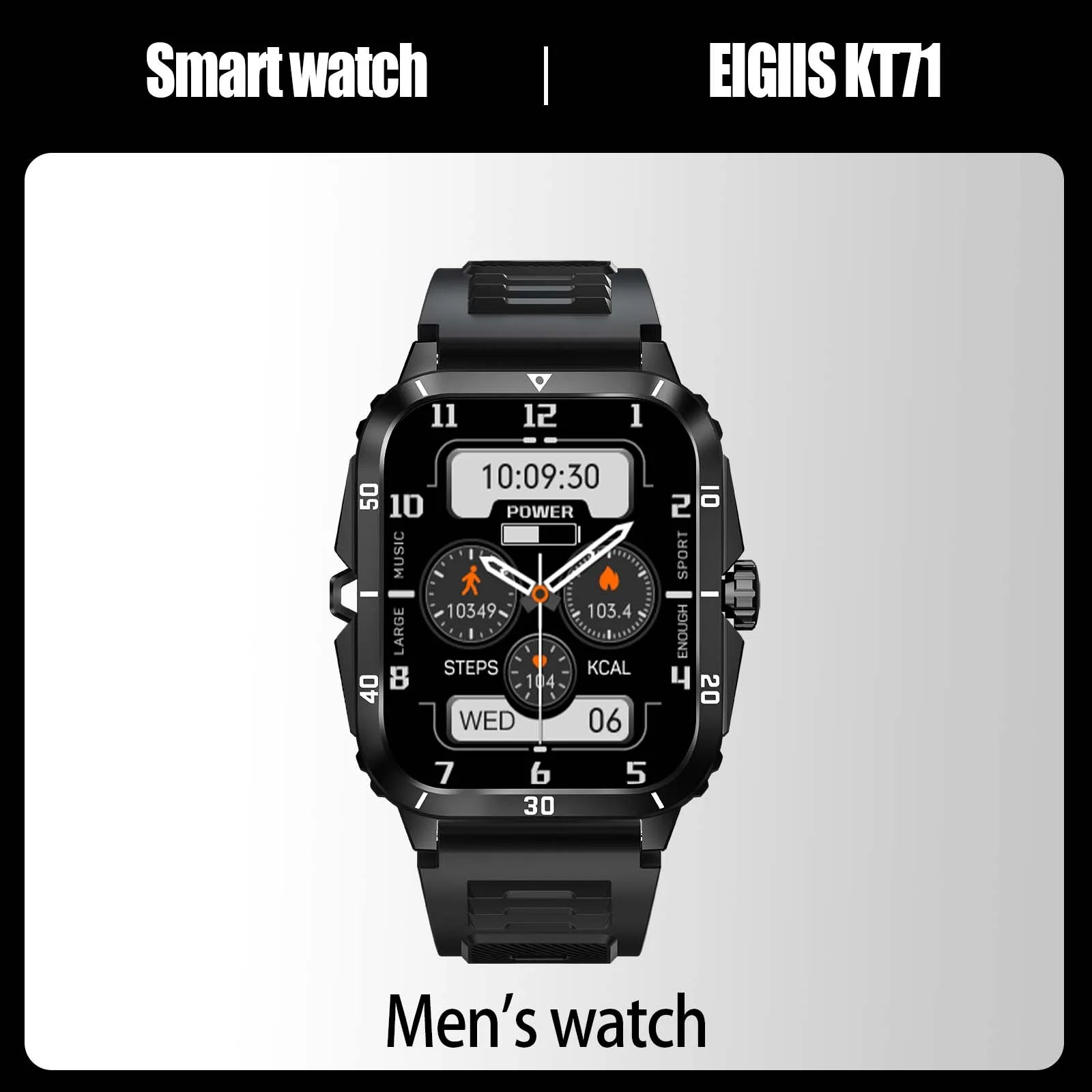 EIGIIS KT71 Military Smart Watch - 3ATM Waterproof with 100+ Sport Modes & Bluetooth Calling