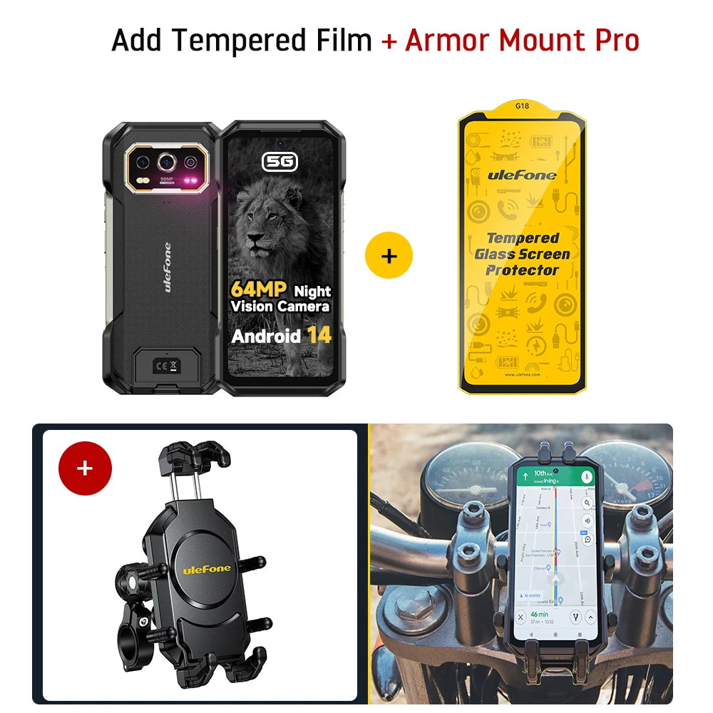 Armor 27 Pro 5G Rugged Smartphone - 10600mAh Battery 64MP Night Vision 24GB RAM Android 14