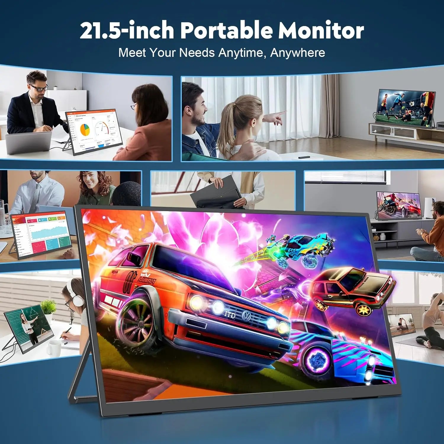 Device+ 21.5" Portable Gaming Monitor - 120Hz HDMI Type-C with Speakers for MacBook Steam Deck