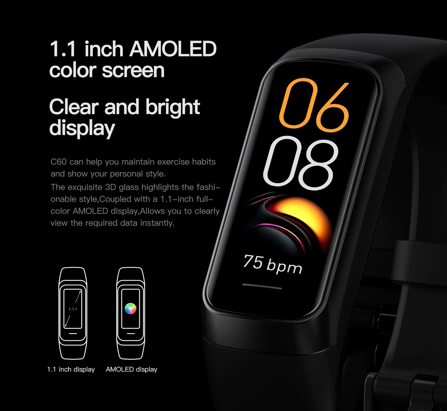 AMOLED Sport Smart Watch 2025 - Fitness Tracker with Heart Rate & Blood Pressure Monitor