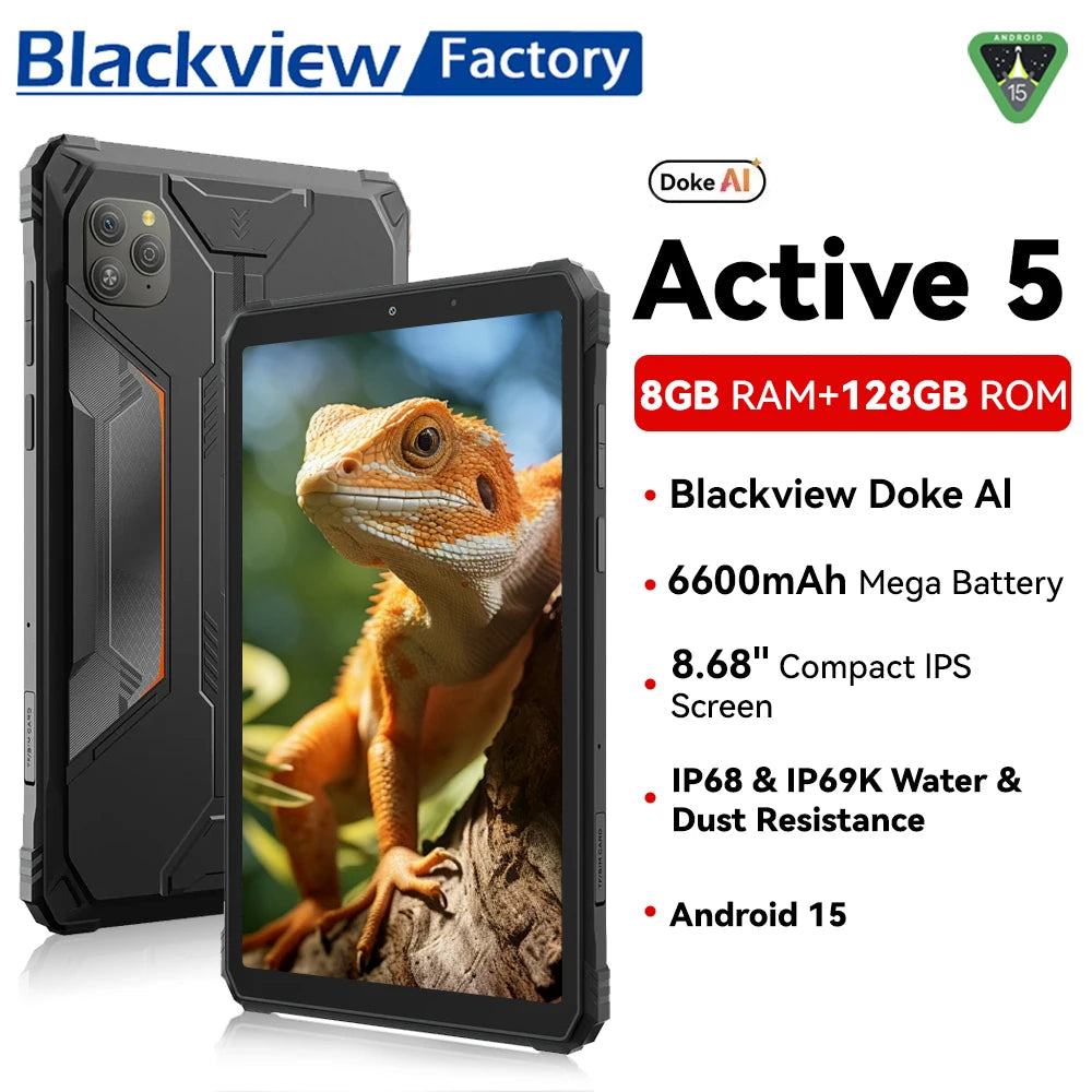 Device+ Active 5 8.68'' Rugged Tablet PC Unisoc T615 Octa Core 8GB+128GB Telephone Smartphone 6600mAh Tablets Android 15