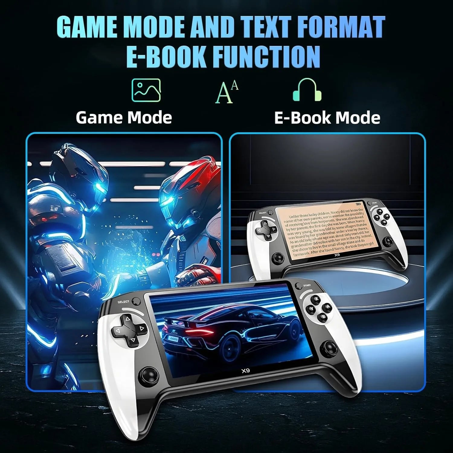 Device+ X9 Retro Handheld Game Console - 5.5" HD Screen 20000+ Games TV Connection & Wireless Controllers