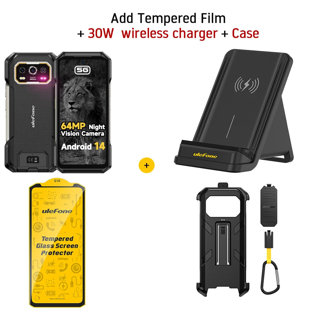 Armor 27 Pro 5G Rugged Smartphone - 10600mAh Battery 64MP Night Vision 24GB RAM Android 14