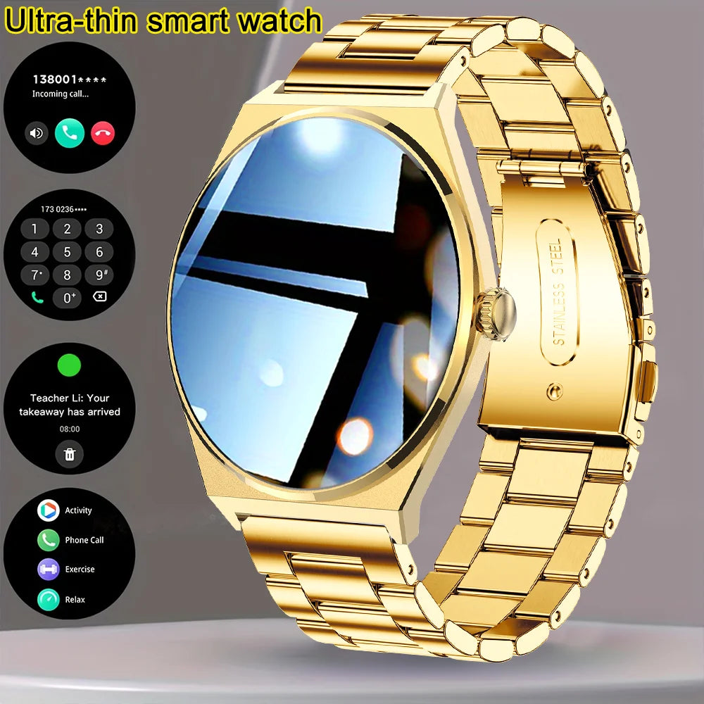 Device+ Ultra Thin Smartwatch 1.43" AMOLED HD Display for Men Women Call Reminder Step Tracker Heart Rate Monitor Android Compatible