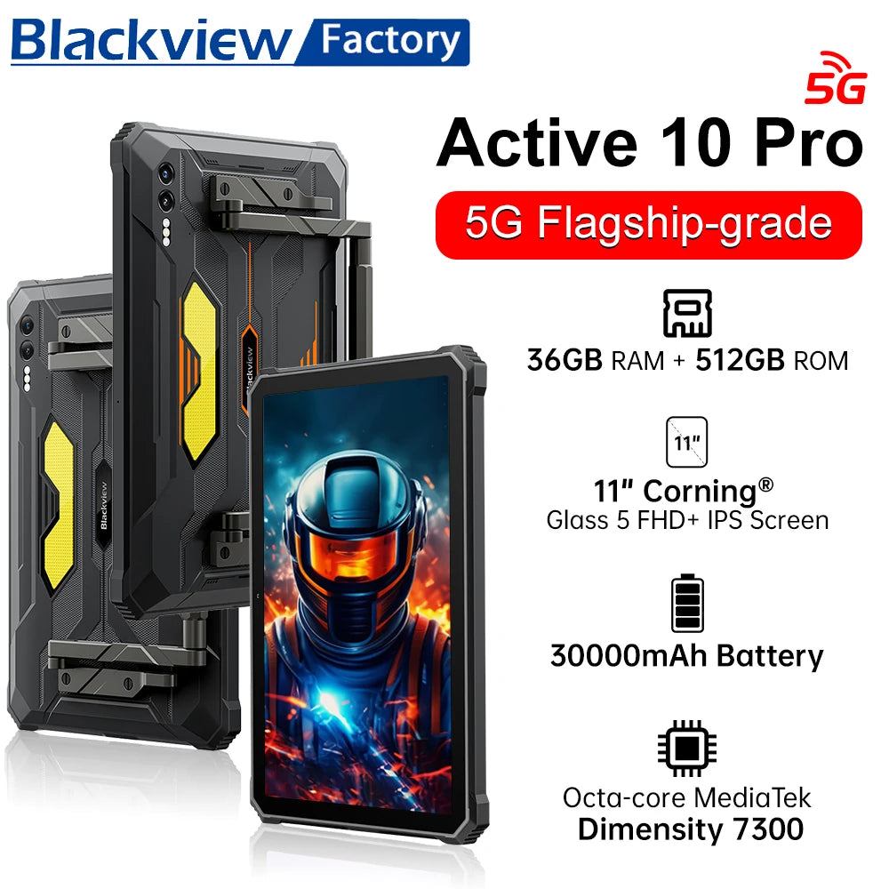 Device+ Active 10 Pro Rugged Tablets 11" FHD+ Display MTK 7300 30000mAh Battery 108MP Camera, 12GB 512GB, 5G Tablet Android 14