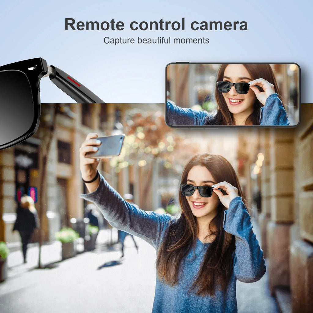 Device+ E13 Smart Glasses Anti-Blue Light Bluetooth Wireless Call Voice Assistant Touch Control Mic Speaker for Smart Device