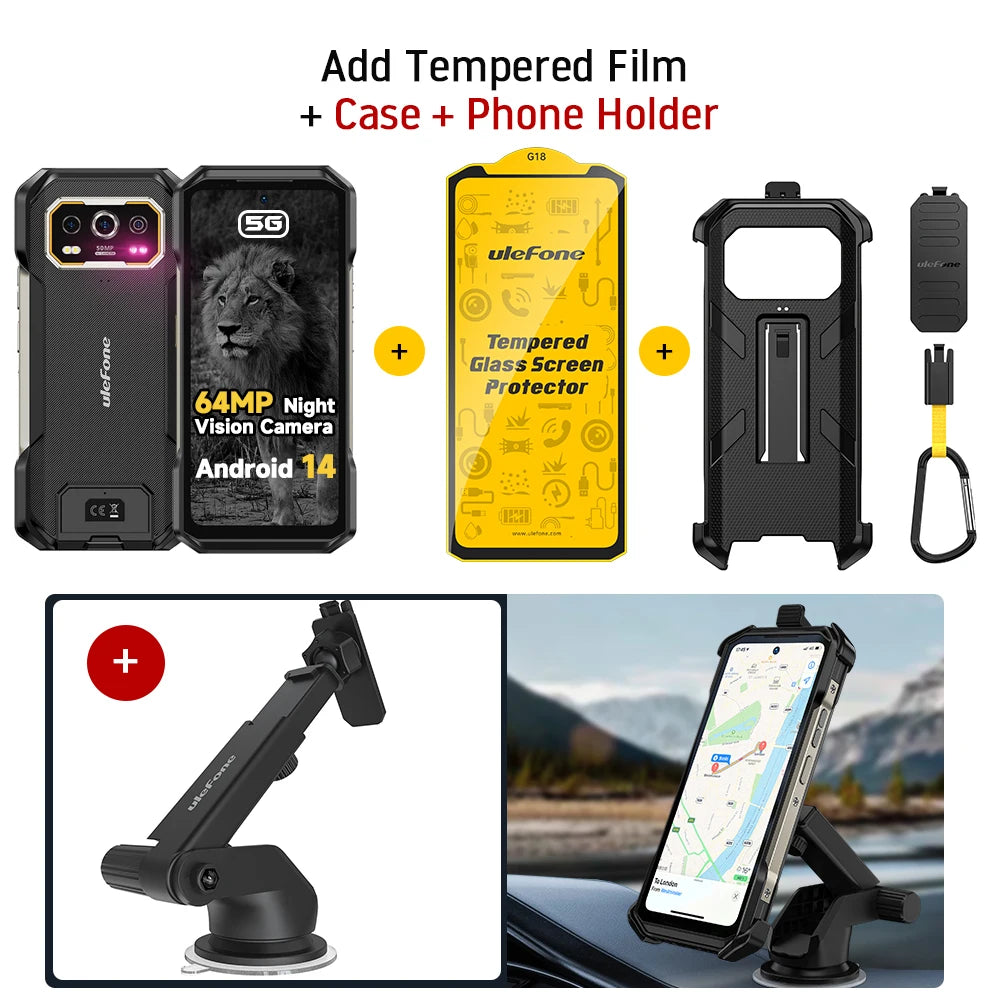 Armor 27 Pro 5G Rugged Smartphone - 10600mAh Battery 64MP Night Vision 24GB RAM Android 14