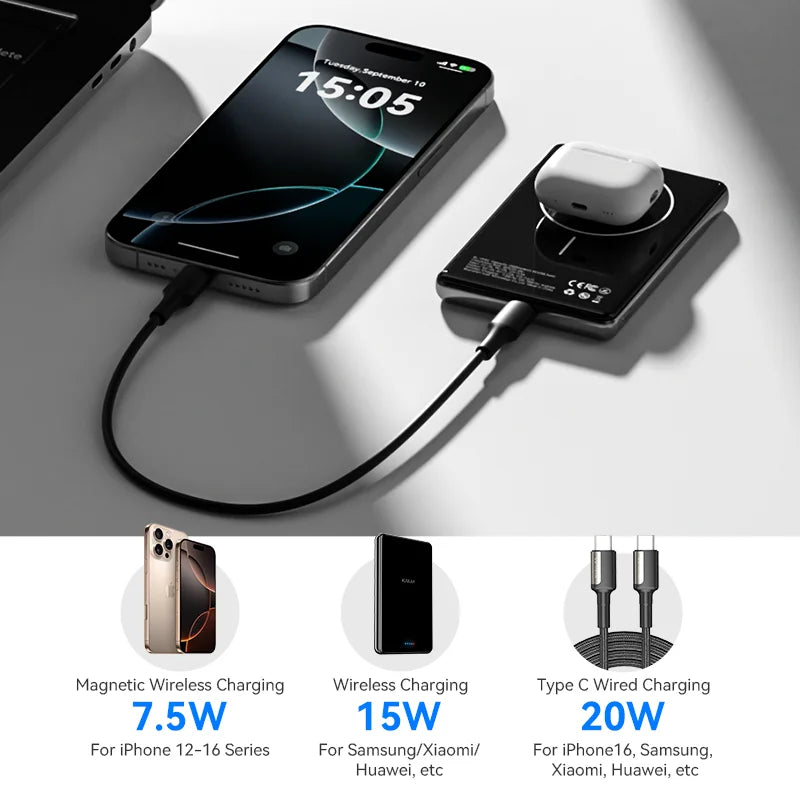 Device+ Slim 10000mAh Magnetic Power Bank - PD20W Wireless Charging for iPhone 16 15 14 Pro Max