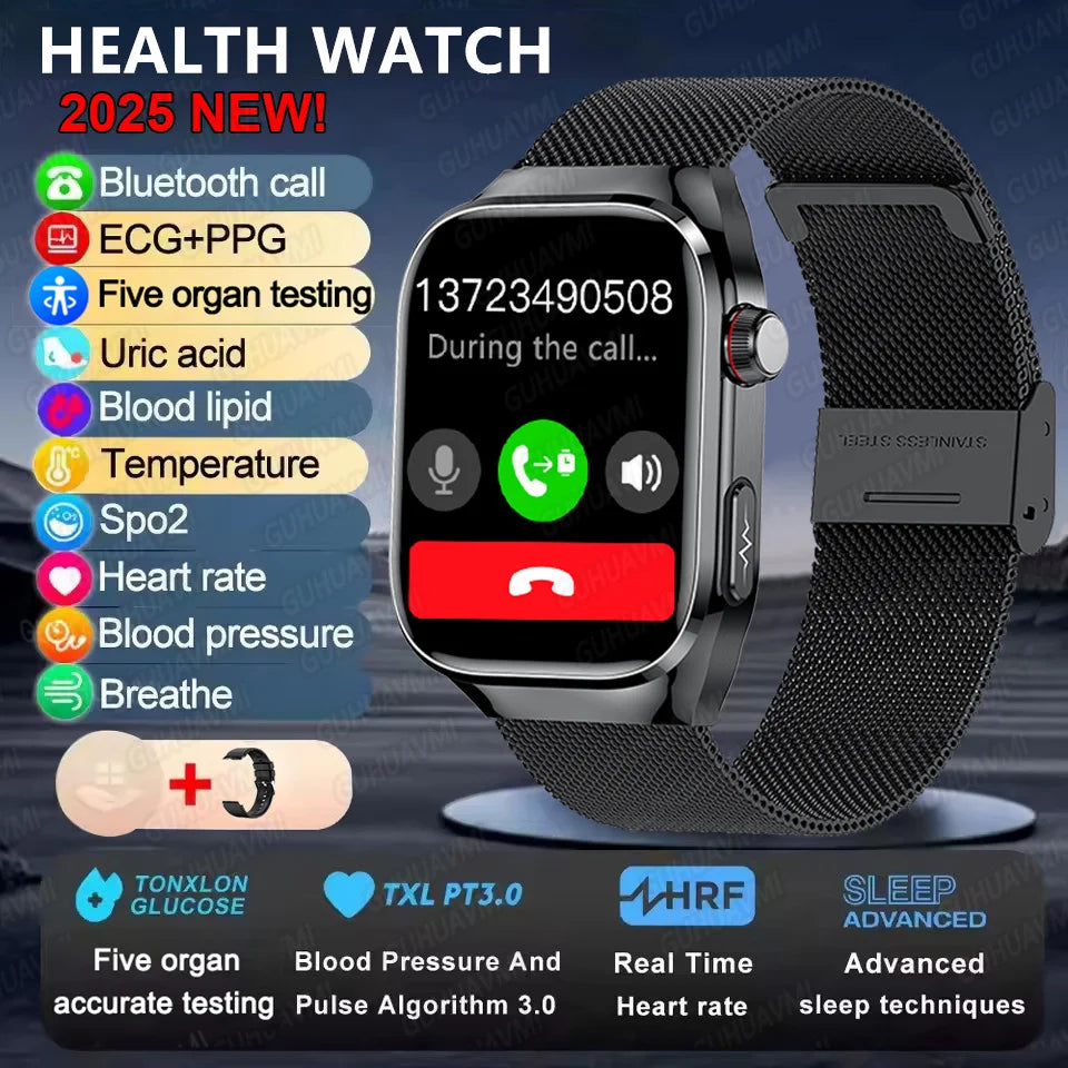 Men's Advanced Health Smart Watch 2025 - Bluetooth Call & Body Fat Analysis