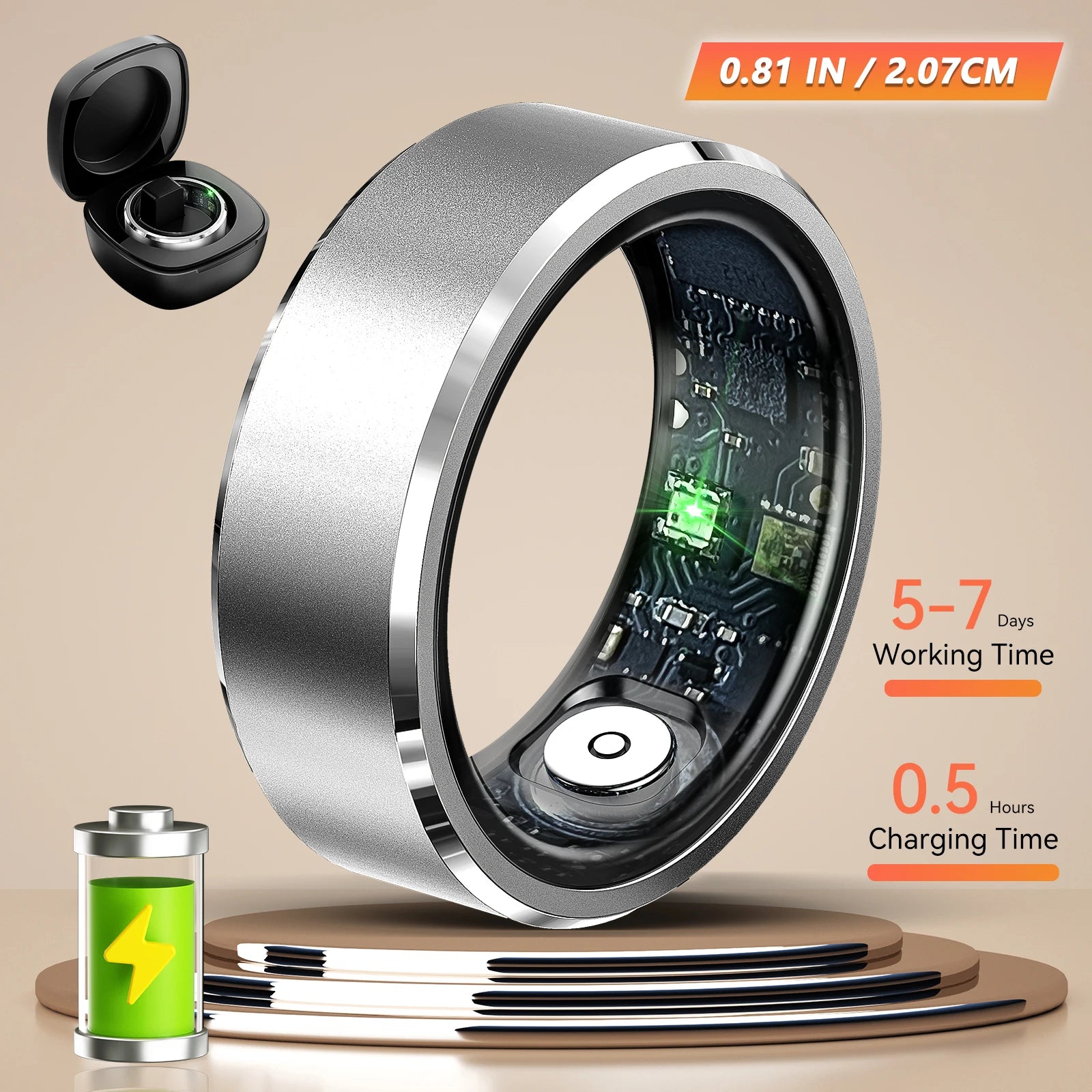 R5 Smart Ring - Health Monitor Blood Oxygen Heart Rate Tracker Multi-Sport Waterproof Bluetooth 5.1