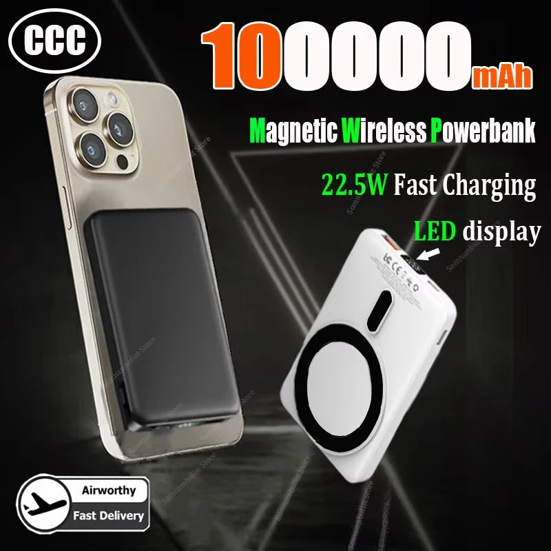 Device+ 100000mAh Magnetic Wireless Power Bank - Fast Charging for iPhone Samsung Xiaomi MagSafe