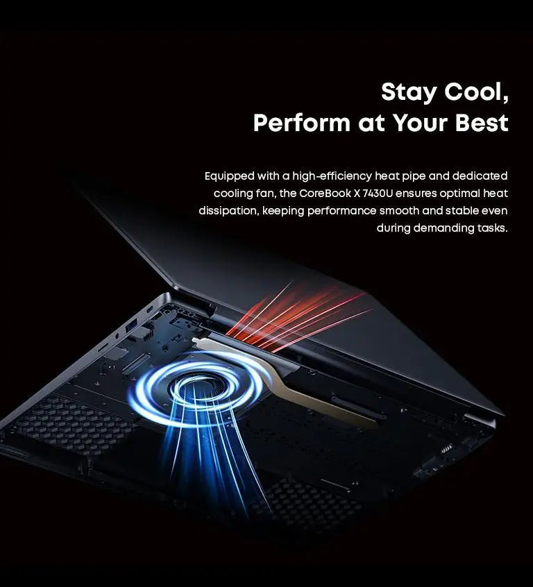 CoreBook X 14.1'' 2K Gaming Laptop AMD R5-7430U 16GB DDR4 RAM 512GB SSD Windows 11 Wifi6 up to 8h Battery Life