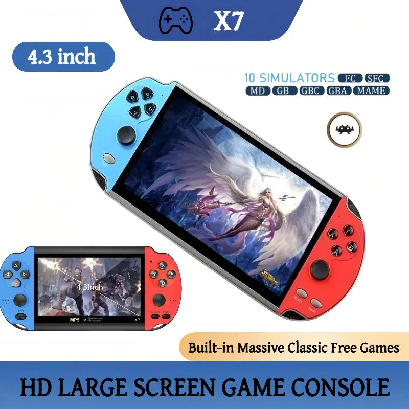 X7 Retro Handheld Game Console - 4.3" HD Screen with 10000 Built-in Arcade Games for On-the-Go Gaming