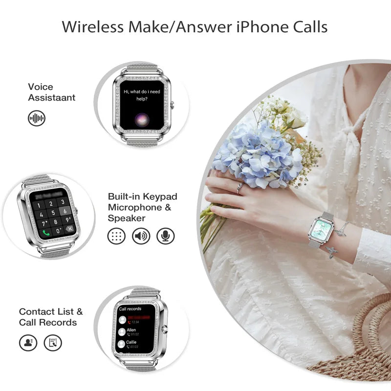 Women's Fashion Smartwatch - AI Voice Assistant with Fitness Tracking for iPhone & Android