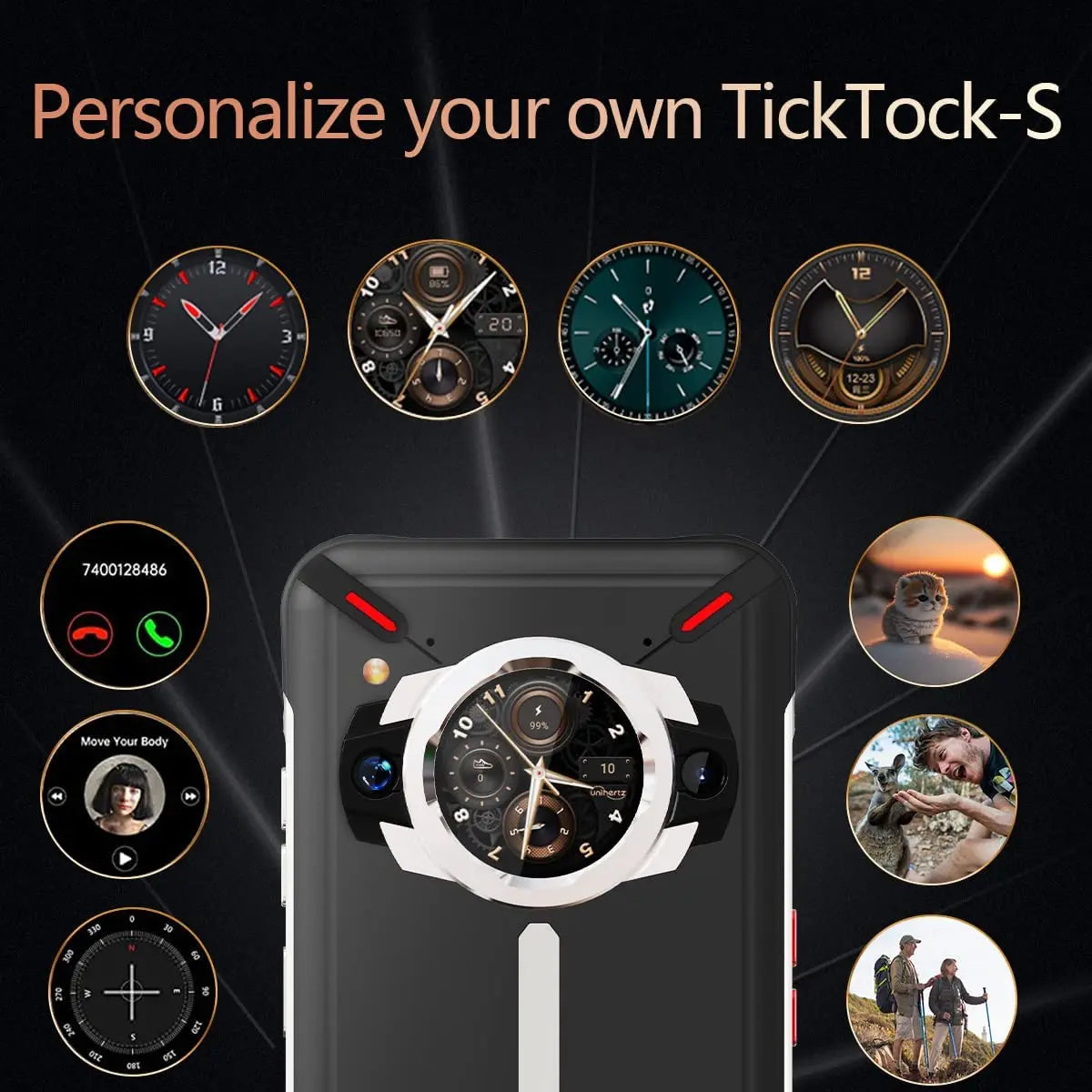 Ticktock S Rugged 5G Smartphone - 8GB RAM 256GB Storage 64MP Camera 30W Fast Charging Dimensity 700