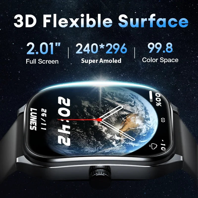 Device+ Smart Watch - 2.01" AMOLED Curved Screen IP68 Waterproof with AI Voice Assistant