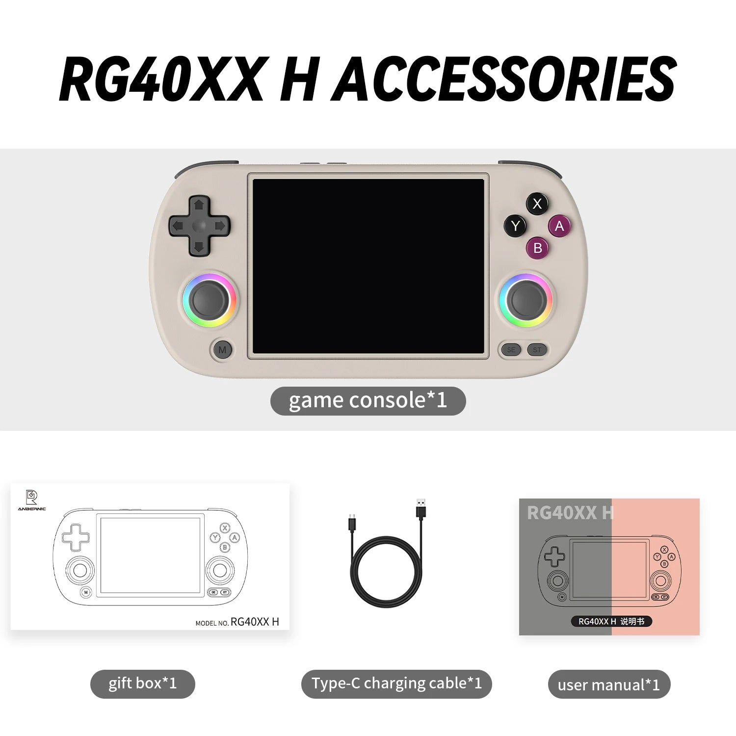 RG40XX H Retro Handheld Game Console - 4" Linux with RGB Lighting 5000+ Games WiFi Bluetooth