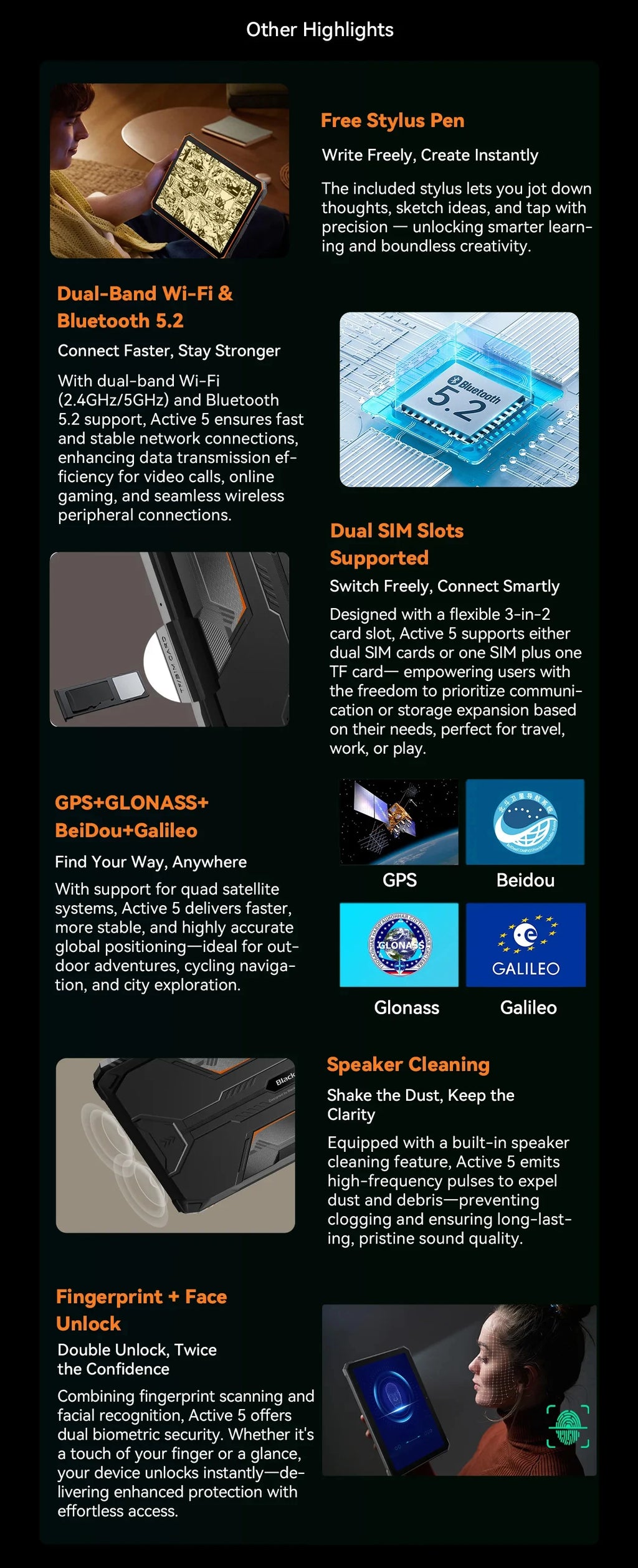 Device+ Active 5 Rugged Tablet - 8.68" Android 15 8GB RAM 128GB Storage 6600mAh Battery