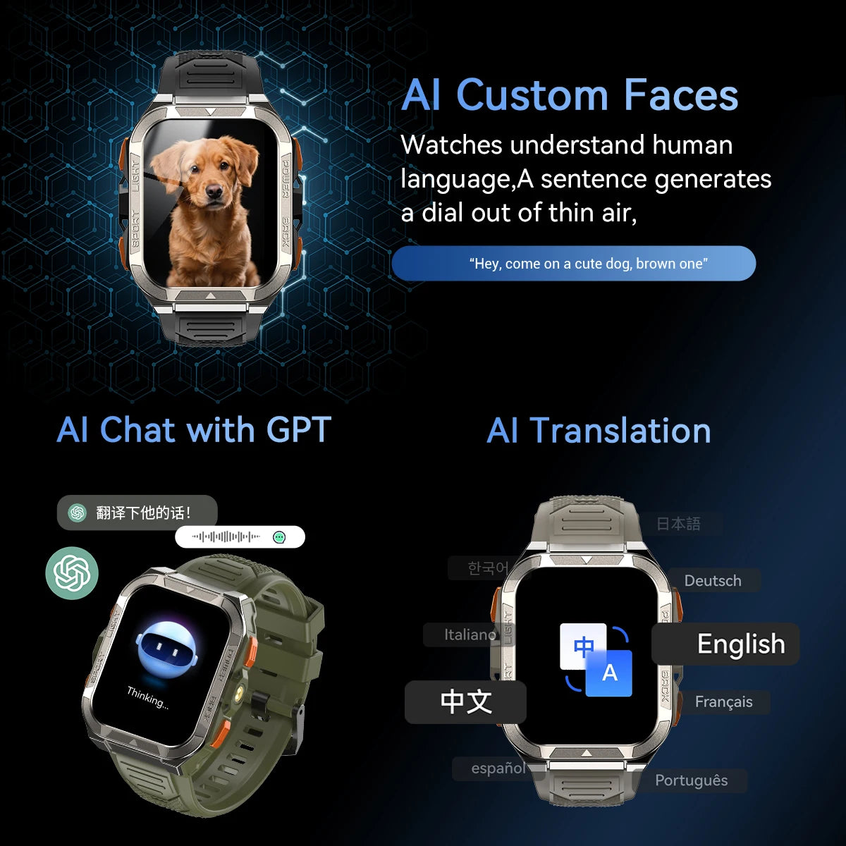 Device+ W80 Pro Outdoor Smartwatch - 1.91" Display GPS LED Flashlight 900mAh Battery Health Monitor