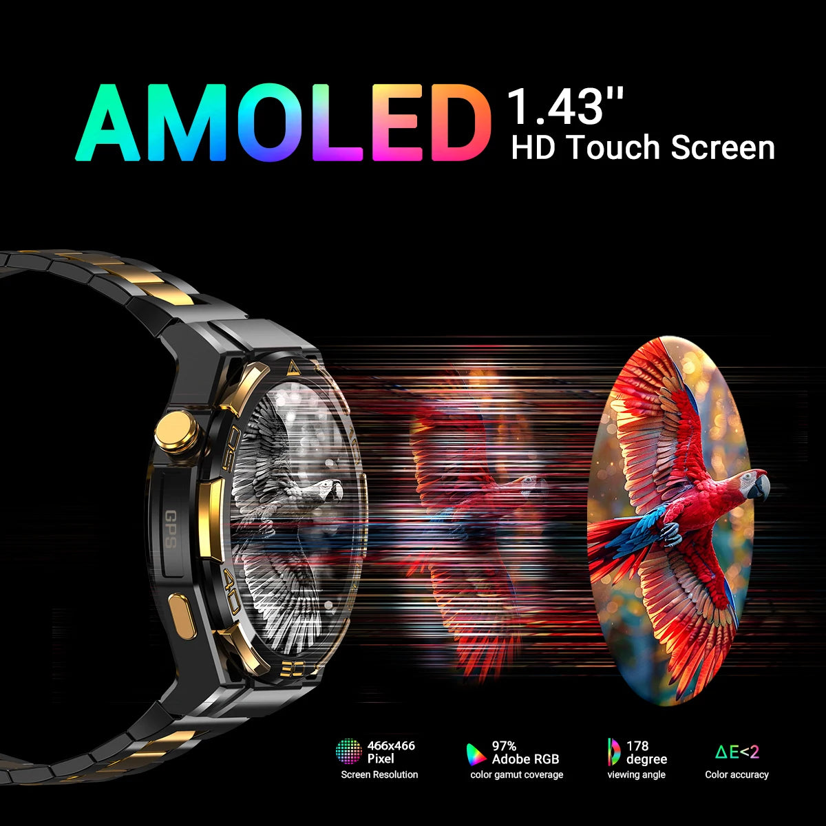 Blackview W90 Pro Outdoor Smart Watch - 1.43" AMOLED GPS 900mAh Battery Waterproof for Men