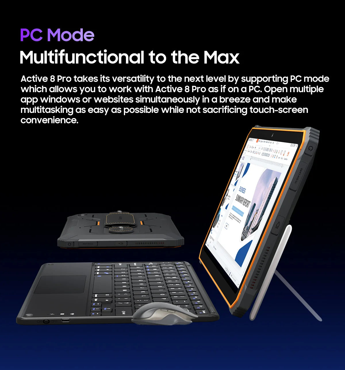 Device+ Active 8 pro Rugged Tablet 16GB/256GB 22000mAh Battery 10.36" 2.4K Display Android 14 16MP+48MP Cameras OTG Dual SIM 4G LTE