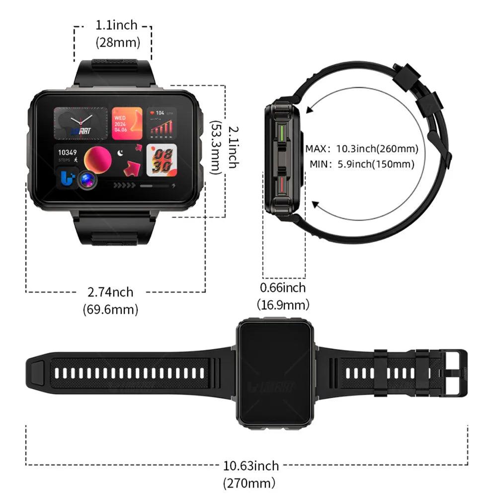 APPLLP 5 MAX Android Smartwatch - Dual Camera Flashlight 4G Calls WiFi Square Screen Gaming Watch