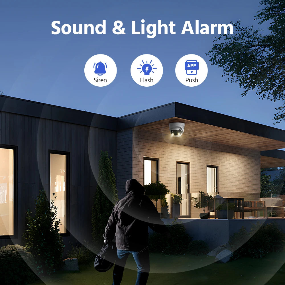 Device+ 8MP Dual Lens Security Camera POE IP Human Detection Two-Way Audio 180° Wide View Angle Indoor/Outdoor Bullet Camera