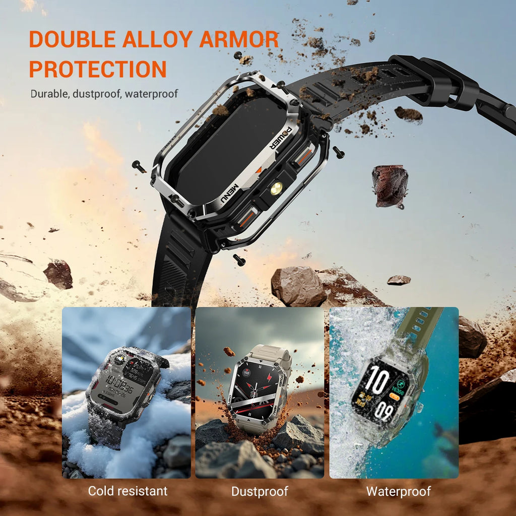 Device+ W70 Pro Outdoor Smartwatch - 2.01" Display LED Flashlight Compass 900mAh Battery