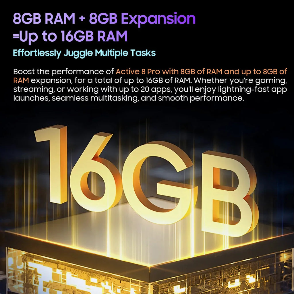 Device+ Active 8 Pro Tablet, 16GB, 256GB, 10.36 ", 16MP + 48MP Camera, Android 14, 22000mAh Large Battery, Rugged Tablet PC